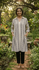 Timeless Flora: The V - Neck Shirt Dress - The Anokha Bandhan