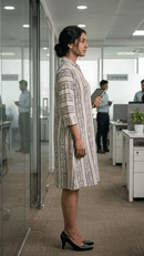 Timeless Flora: The V - Neck Shirt Dress - The Anokha Bandhan
