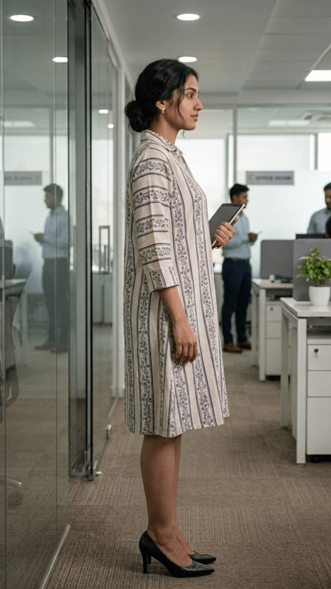 Timeless Flora: The V - Neck Shirt Dress - The Anokha Bandhan