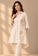 Natural Hemp Lotus Embroidered Co-ord Set