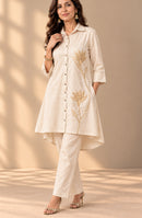 Natural Hemp Lotus Embroidered Co-ord Set