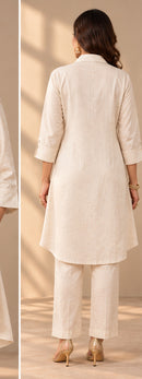 Natural Hemp Lotus Embroidered Co-ord Set