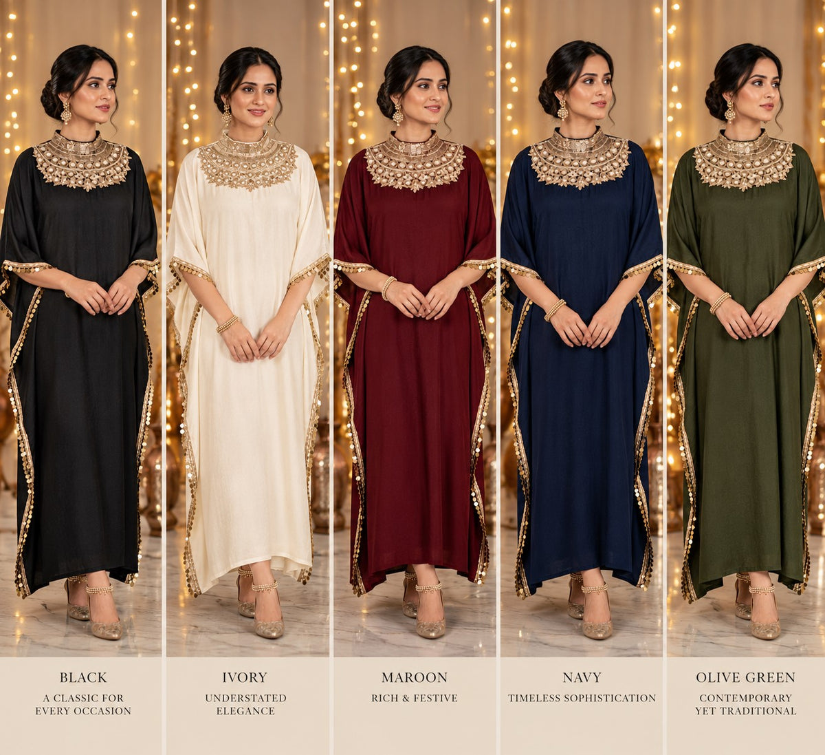 Black Kaftaan with Handcrafted Zari Embroidery