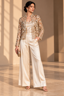 Champagne Gold Short Hand-Embroidered Sheer Jacket
