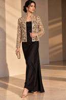 Champagne Gold Short Hand-Embroidered Sheer Jacket